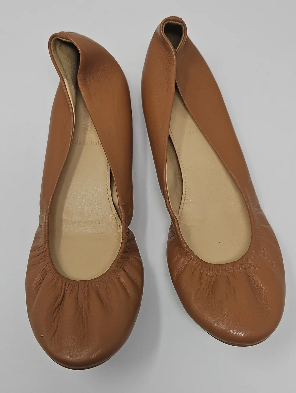 J. Crew Made In Italy Leather Tan Ballet Flats Women's 7 Comfort Minimalist